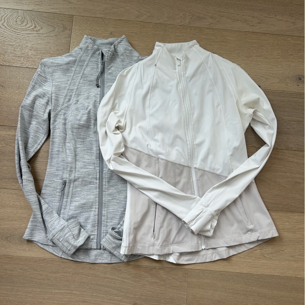 Lululemon Size 8 Gray and White Zip-Up Jackets